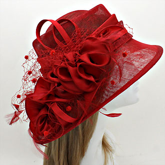 HATEGORY Floral Fishnet Sinamay Straw Hat