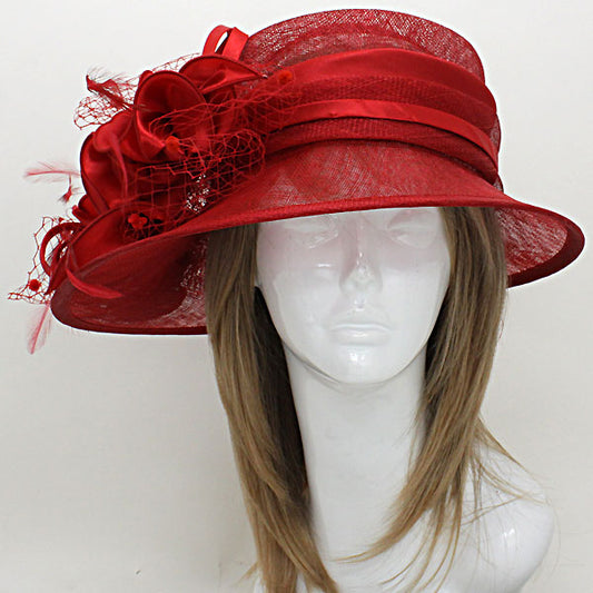 HATEGORY Floral Fishnet Sinamay Straw Hat
