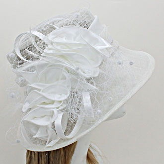 HATEGORY Floral Fishnet Sinamay Straw Hat