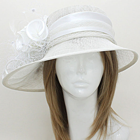 HATEGORY Floral Fishnet Sinamay Straw Hat