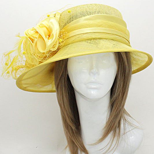HATEGORY Floral Fishnet Sinamay Straw Hat