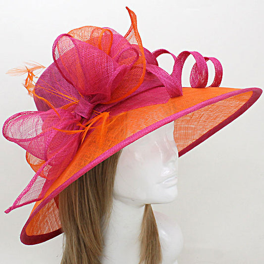 HATEGORY Feather Bow Sinamay Straw Hat