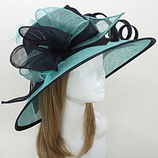 HATEGORY Feather Bow Sinamay Straw Hat