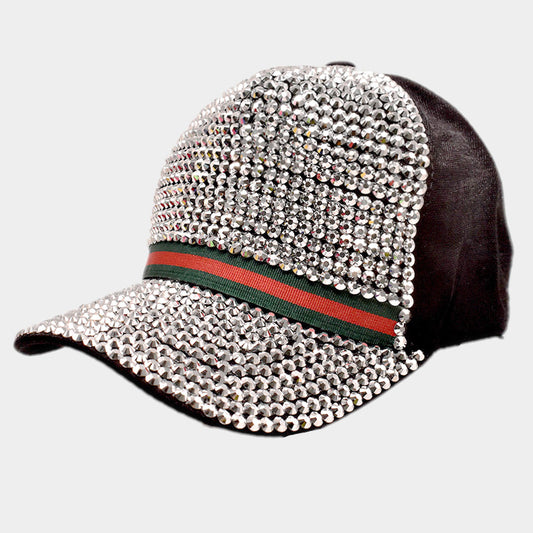 HATEGORY Color Block Detailed Bling Baseball Cap