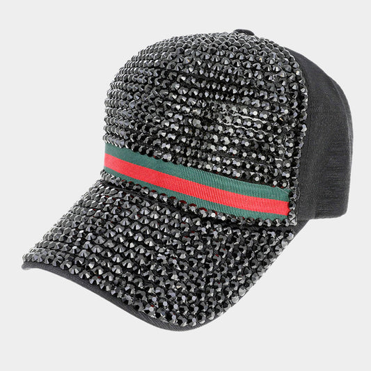 HATEGORY Color Block Detailed Bling Baseball Cap