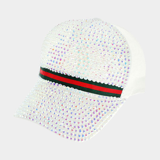 HATEGORY Color Block Detailed Bling Baseball Cap