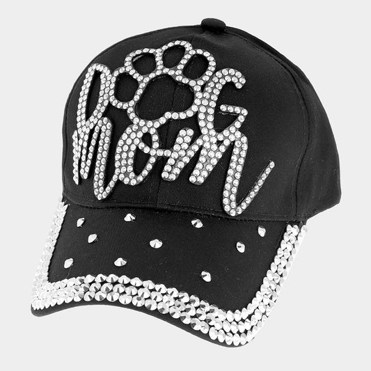 HATEGORY Studded DOG mom Message Denim Baseball Cap