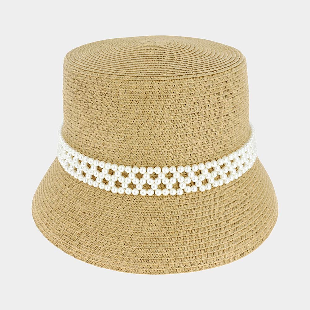 HATEGORY Pearl Pointed Straw Bucket Sun Hat