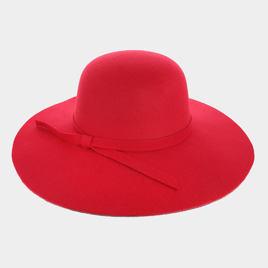 HATEGORY Ribbon Band Pointed Wide Brimmed Floppy Hat