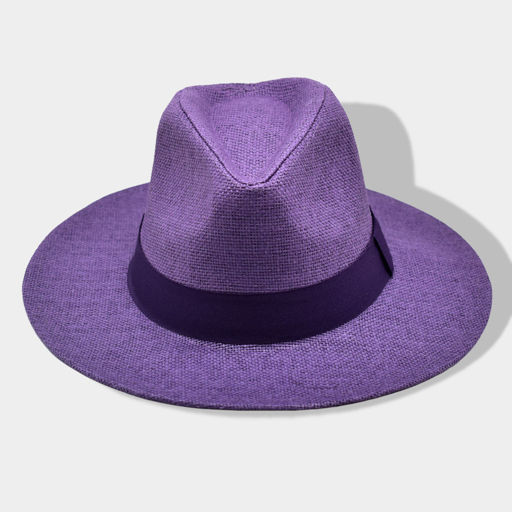 HATEGORY Solid Band Straw Fedora Sun Hat