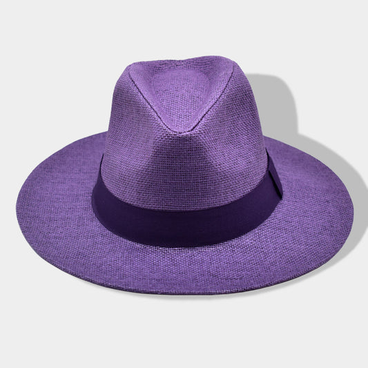 HATEGORY Solid Band Straw Fedora Sun Hat