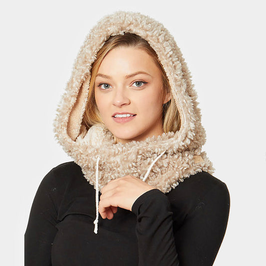 HATEGORY Teddy String Closure Scarf Hooded Hat