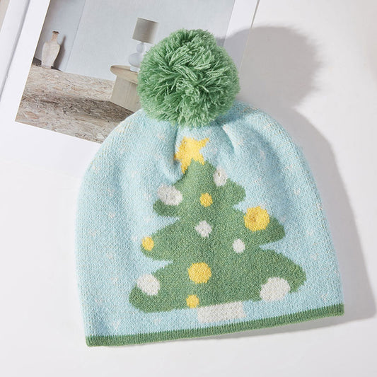 HATEGORY Cozy Christmas Tree Pom Pom Beanie Hat