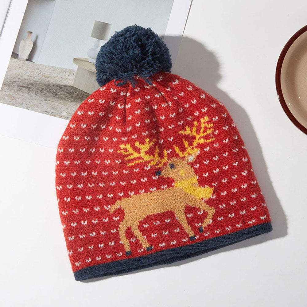 HATEGORY Cozy Reindeer Pom Pom Beanie Hat