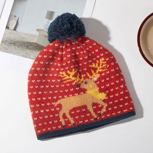 HATEGORY Cozy Reindeer Pom Pom Beanie Hat