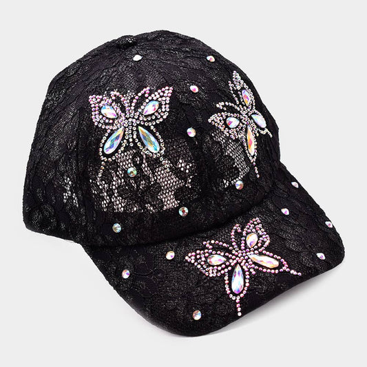 HATEGORY Bling Butterfly Lace Baseball Cap