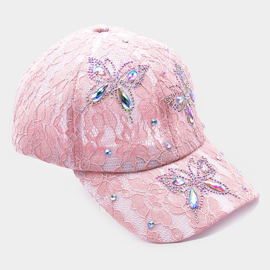 HATEGORY Bling Butterfly Lace Baseball Cap