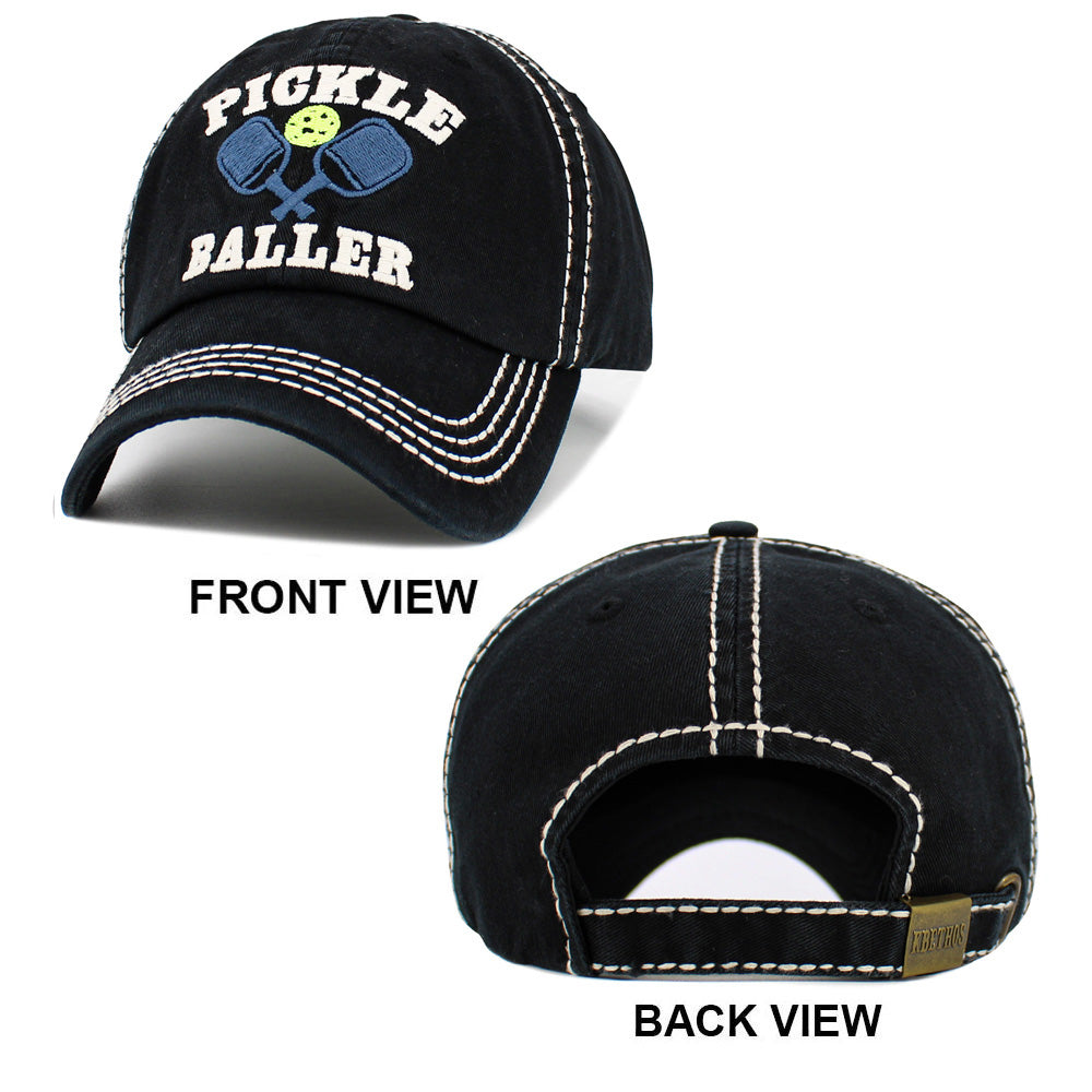 HATEGORY Pickleball Pickle Baller Message Vintage Baseball Cap