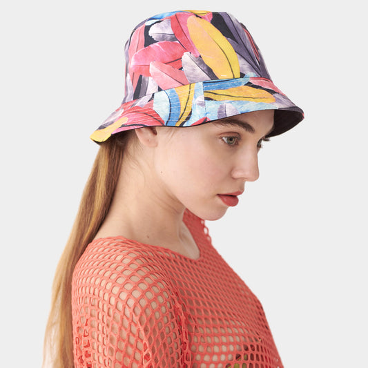 HATEGORY Colorful Leaf Print Bucket Hat