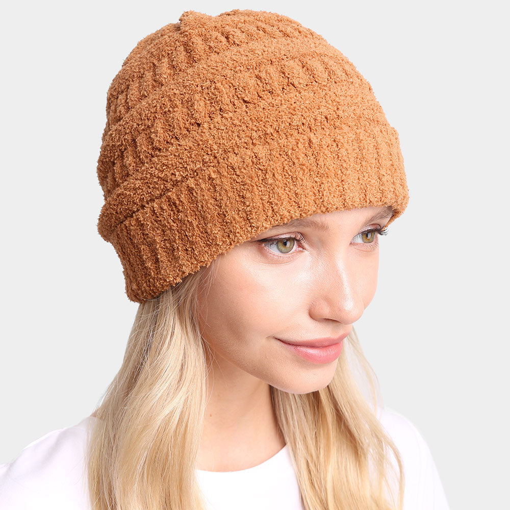HATEGORY Solid Color Soft Ribbed Beanie Hat