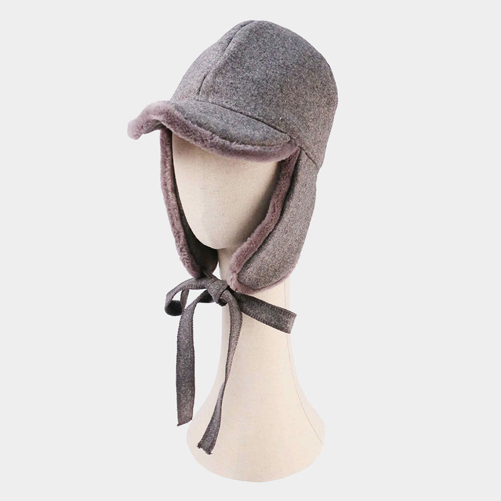 HATEGORY Wool Trapper Ribbon Closure Hat