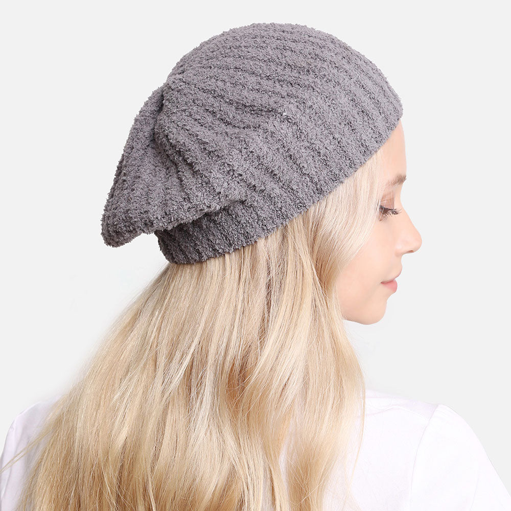 HATEGORY Solid Color Soft Ribbed Beret Hat