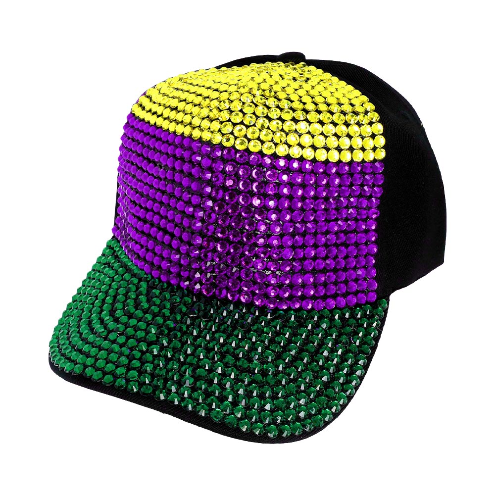 HATEGORY Bling Studded Mardi Gras Baseball Cap
