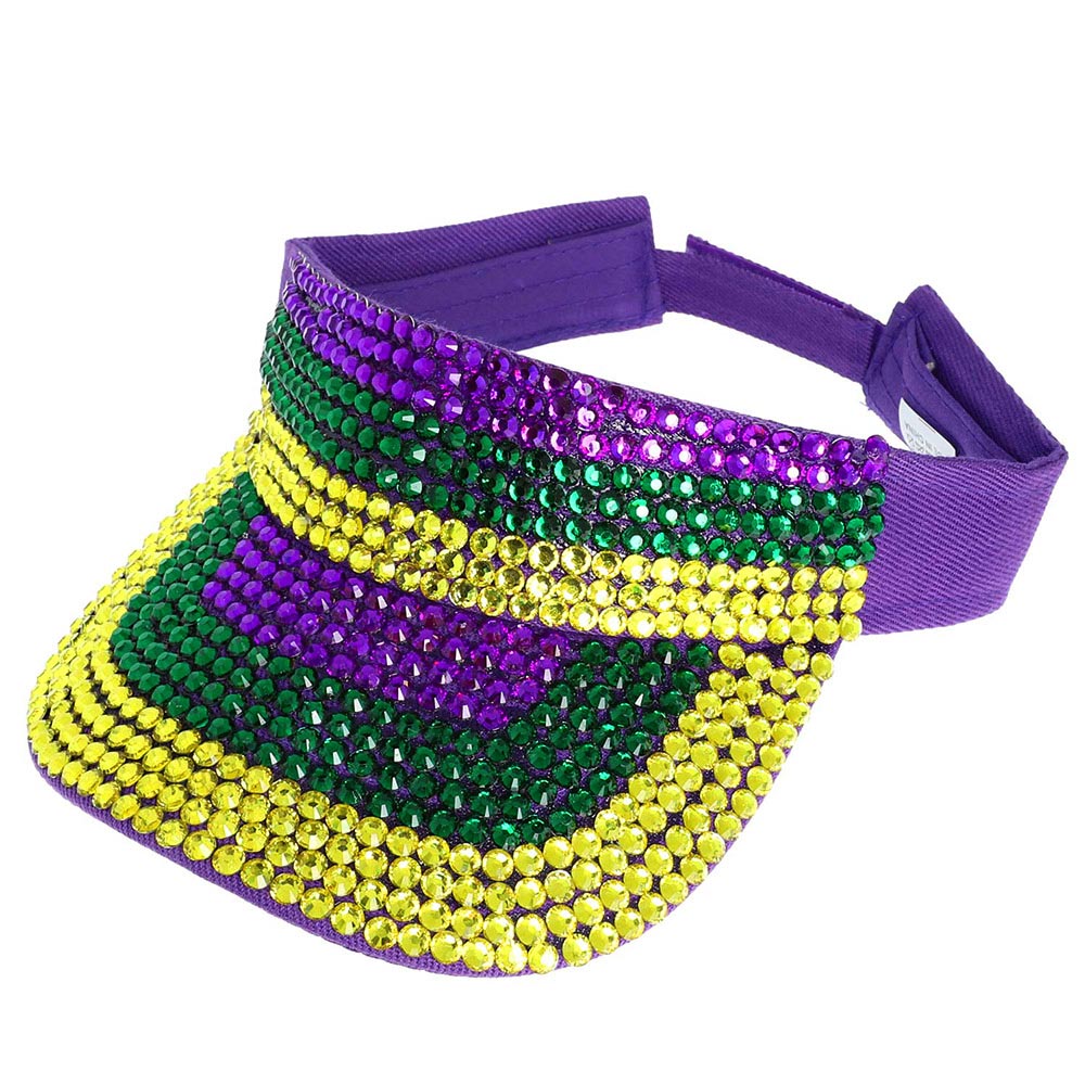 HATEGORY Bling Studded Mardi Gras Visor Hat