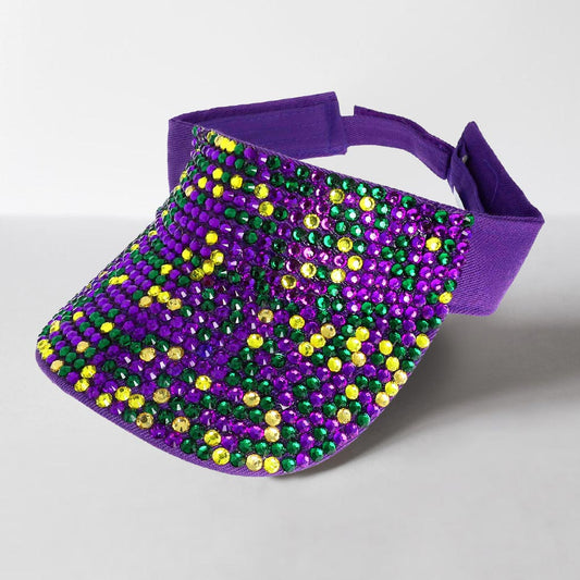 HATEGORY Bling Studded Mardi Gras Visor Hat