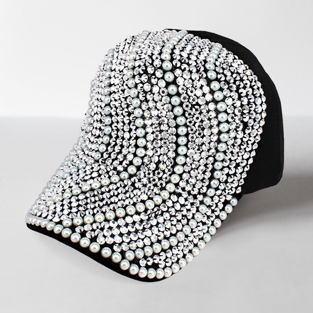 HATEGORY Wavy Pearl Studded Baseball Cap