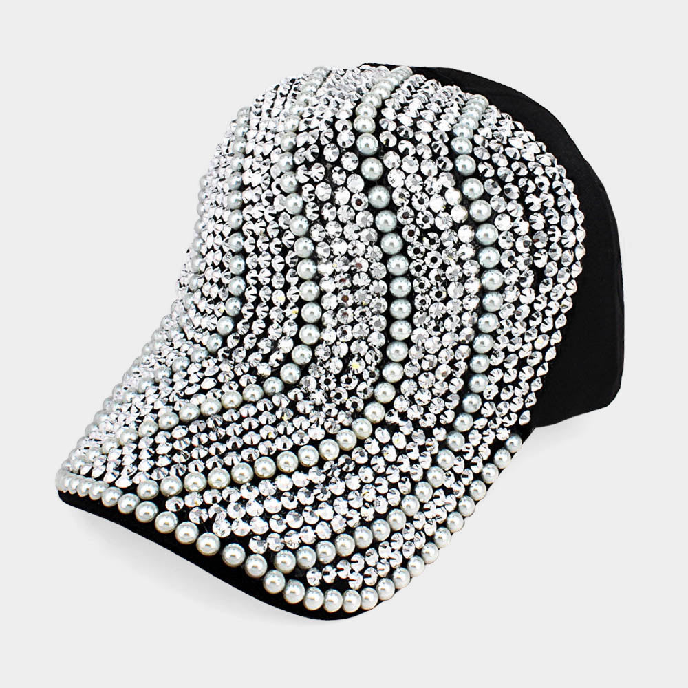 HATEGORY Wavy Pearl Studded Baseball Cap