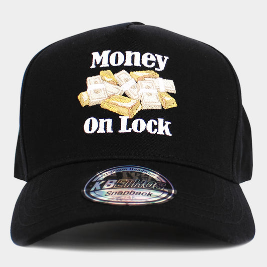 HATEGORY MONEY ON LOCK Message Embroidered Baseball Cap