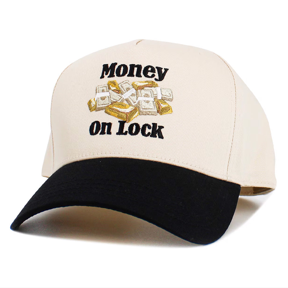 HATEGORY MONEY ON LOCK Message Embroidered Baseball Cap