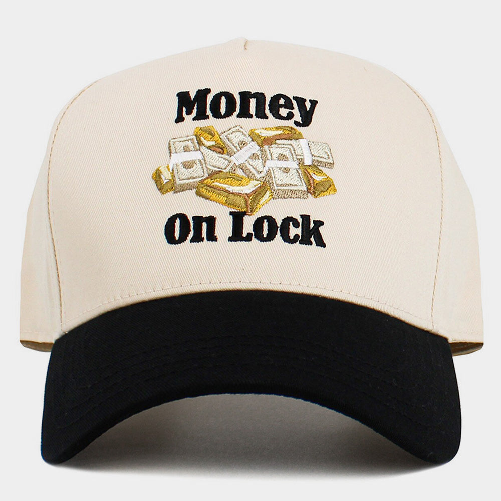 HATEGORY MONEY ON LOCK Message Embroidered Baseball Cap