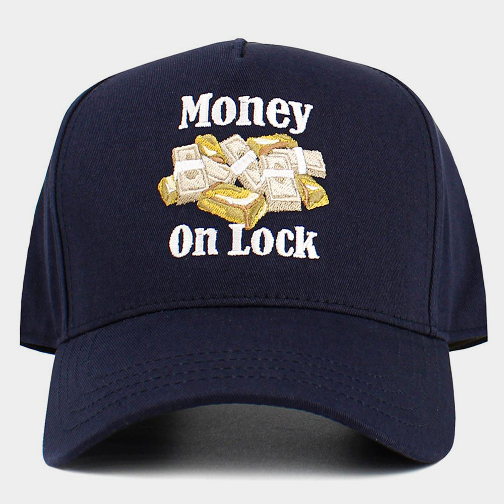 HATEGORY MONEY ON LOCK Message Embroidered Baseball Cap