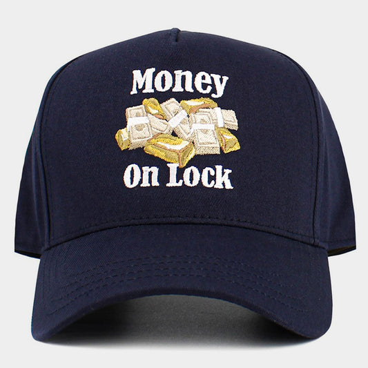 HATEGORY MONEY ON LOCK Message Embroidered Baseball Cap