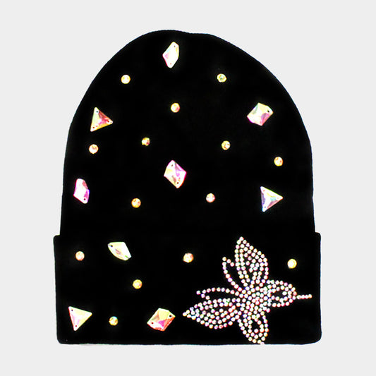 HATEGORY Bling Butterfly Beanie Hat