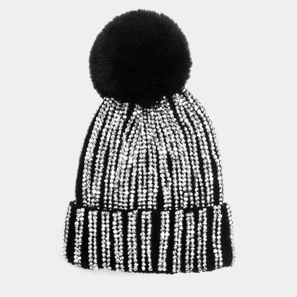 HATEGORY Bling Pom Pom Beanie Hat