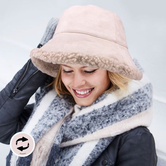 HATEGORY Faux Fur Sherpa Reversible Bucket Hat