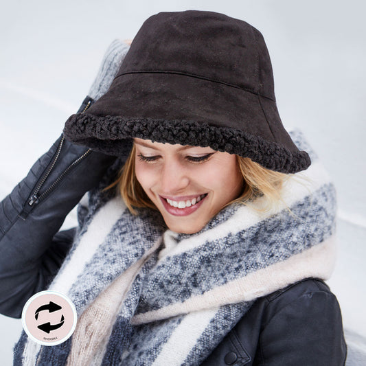 HATEGORY Faux Fur Sherpa Reversible Bucket Hat
