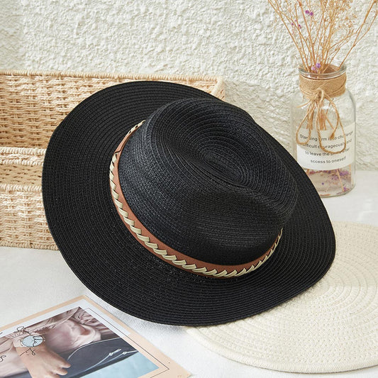 HATEGORY Woven Trim Fedora Hat