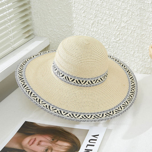 HATEGORY Aztec Patterned Band Straw Sun Hat