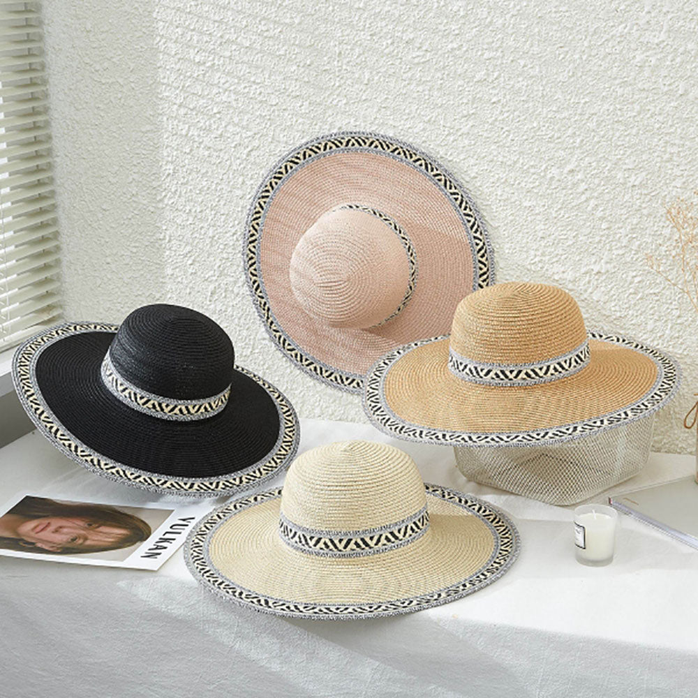 HATEGORY Aztec Patterned Band Straw Sun Hat