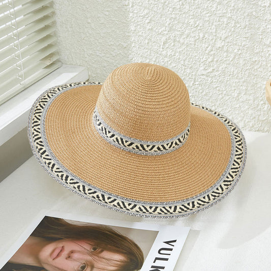 HATEGORY Aztec Patterned Band Straw Sun Hat