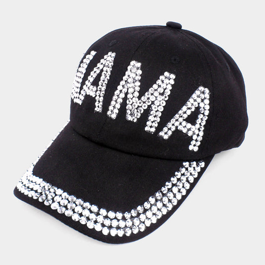 HATEGORY MAMA Studded Message Black Denim Baseball Cap