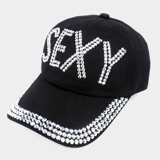 HATEGORY SEXY Studded Message Black Denim Baseball Cap