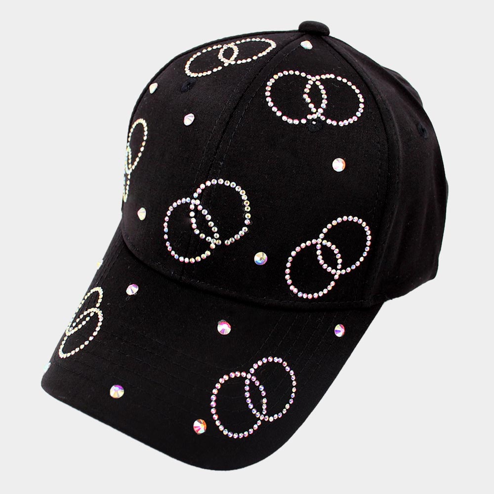 HATEGORY Bling Double Open Circle Link  Baseball Cap