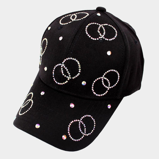 HATEGORY Bling Double Open Circle Link  Baseball Cap