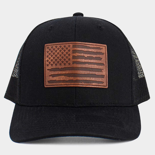 HATEGORY American USA Flag Patch Pointed Mesh Back Trucker Hat