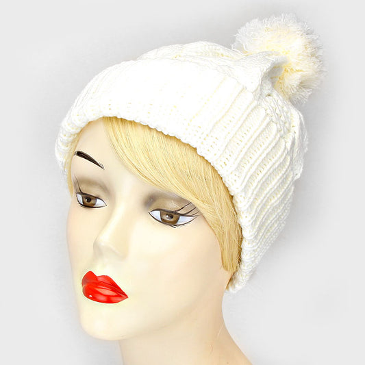 HATEGORY Pom Pom Knit Beanie Hat